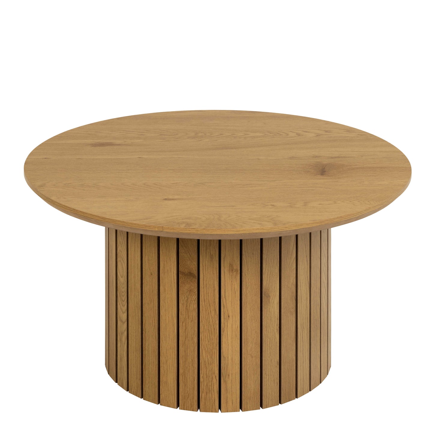 Rome Round Wild Oak Effect Coffee Table with Lamella Pillar Base