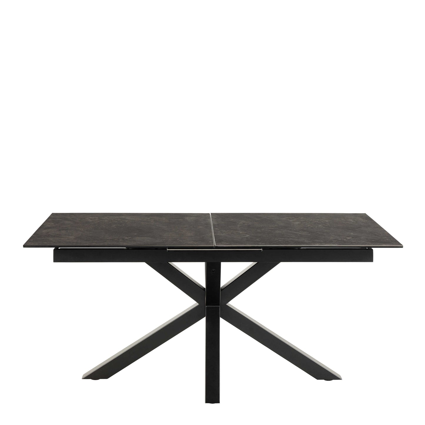 Perth 168cm Black Ceramic Extendable Dining Table Industrial Black Metal Legs