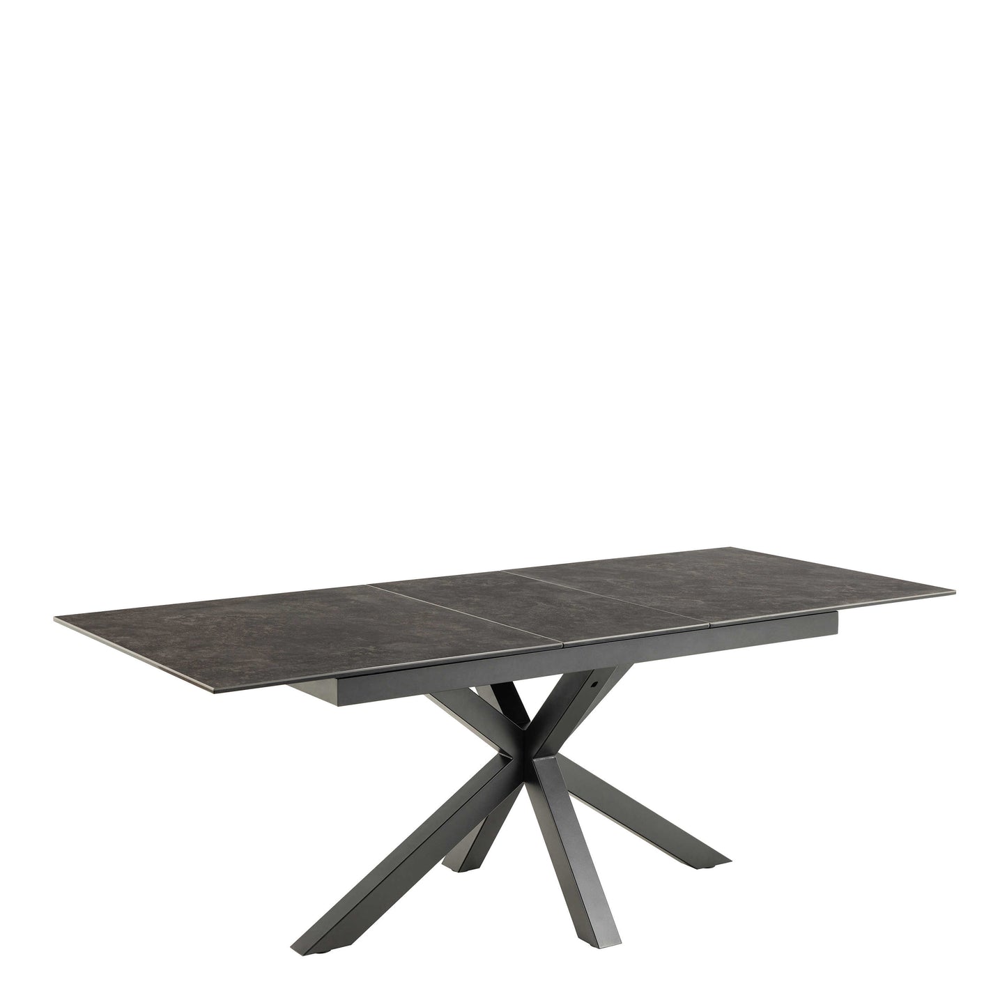Perth 168cm Black Ceramic Extendable Dining Table Industrial Black Metal Legs