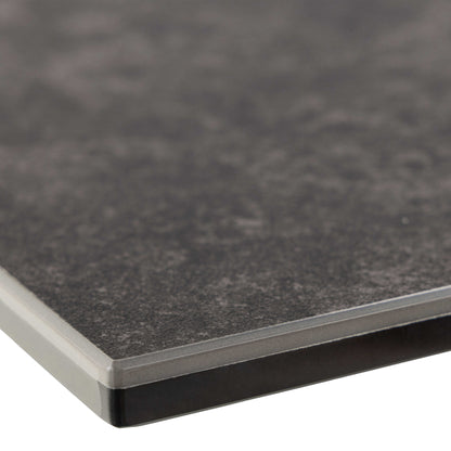 Perth 168cm Black Ceramic Extendable Dining Table Industrial Black Metal Legs