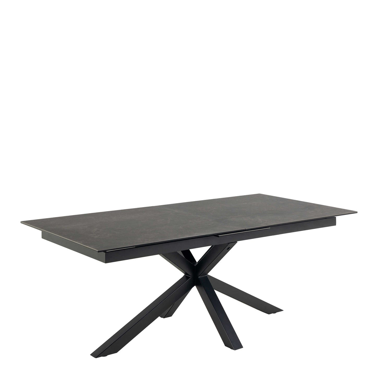 Perth 200cm Black Ceramic Extendable Dining Table Industrial Black Metal Legs