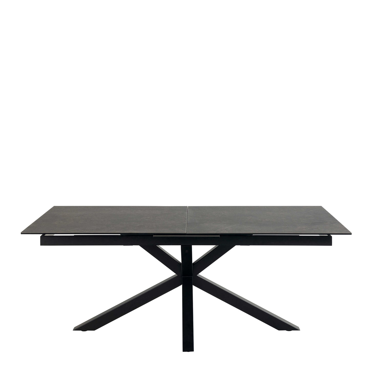 Perth 200cm Black Ceramic Extendable Dining Table Industrial Black Metal Legs