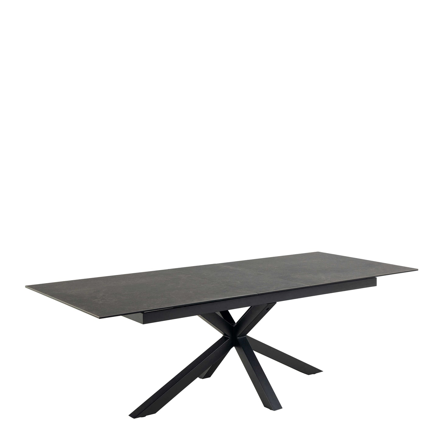 Perth 200cm Black Ceramic Extendable Dining Table Industrial Black Metal Legs