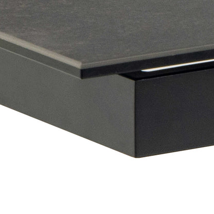 Perth 200cm Black Ceramic Extendable Dining Table Industrial Black Metal Legs