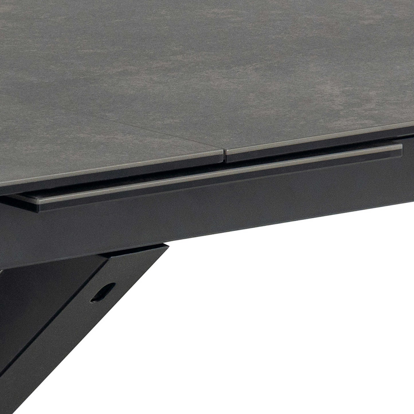 Perth 200cm Black Ceramic Extendable Dining Table Industrial Black Metal Legs