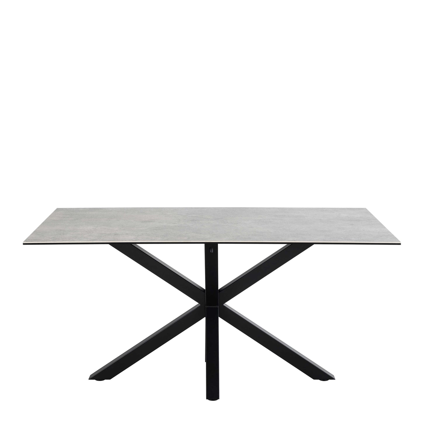 Perth 160cm 6 Seater Grey Ceramic Dining Table Industrial Black Metal Legs