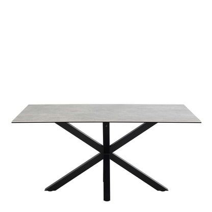 Perth 160cm 6 Seater Grey Ceramic Dining Table Industrial Black Metal Legs