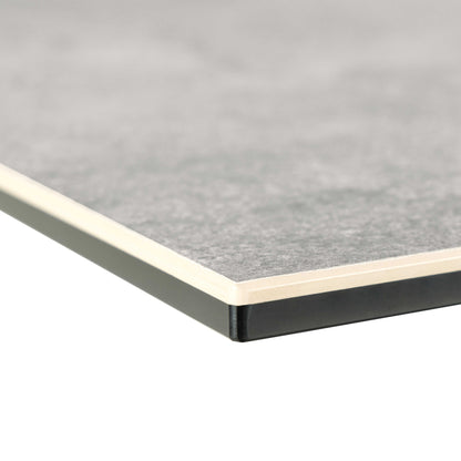 Perth 160cm 6 Seater Grey Ceramic Dining Table Industrial Black Metal Legs