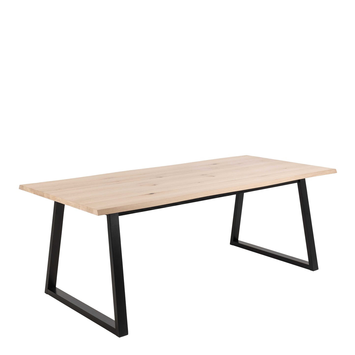 Frida White Oak Wood Dining Table and Black Legs