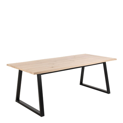 Frida White Oak Wood Dining Table and Black Legs