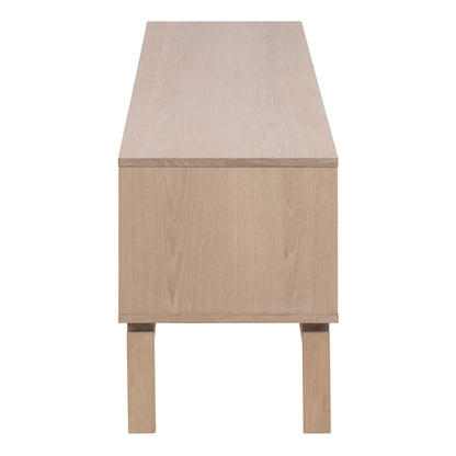 Nakskov White Oak Wood Panelled 2 Door TV Unit