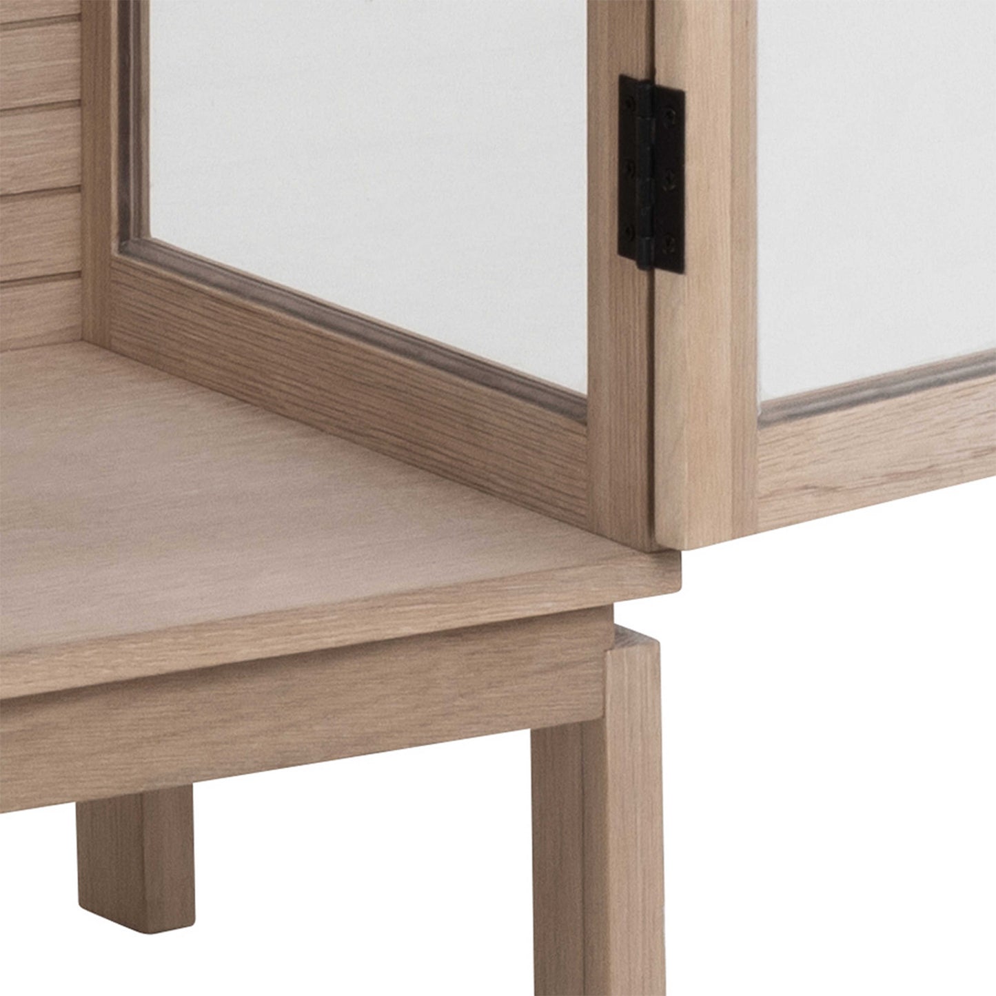 Nakskov White Oak Wood Panelled Display Cabinet 2 Glass Doors