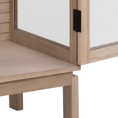 Nakskov White Oak Wood Panelled Display Cabinet 2 Glass Doors