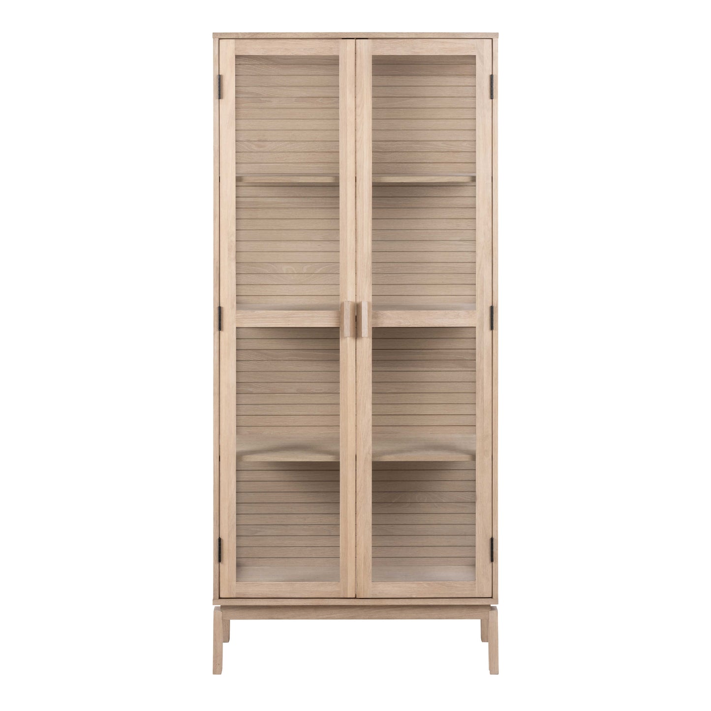 Nakskov White Oak Wood Panelled Display Cabinet 2 Glass Doors