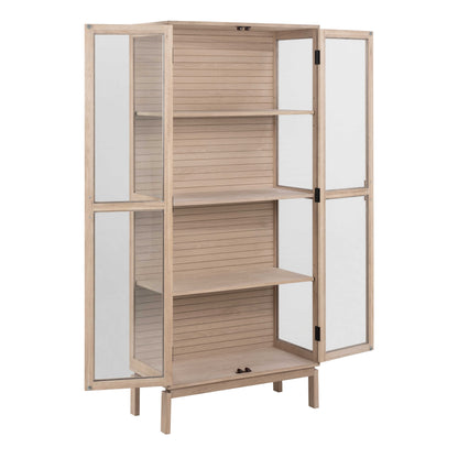 Nakskov White Oak Wood Panelled Display Cabinet 2 Glass Doors