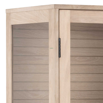 Nakskov White Oak Wood Panelled Display Cabinet 2 Glass Doors
