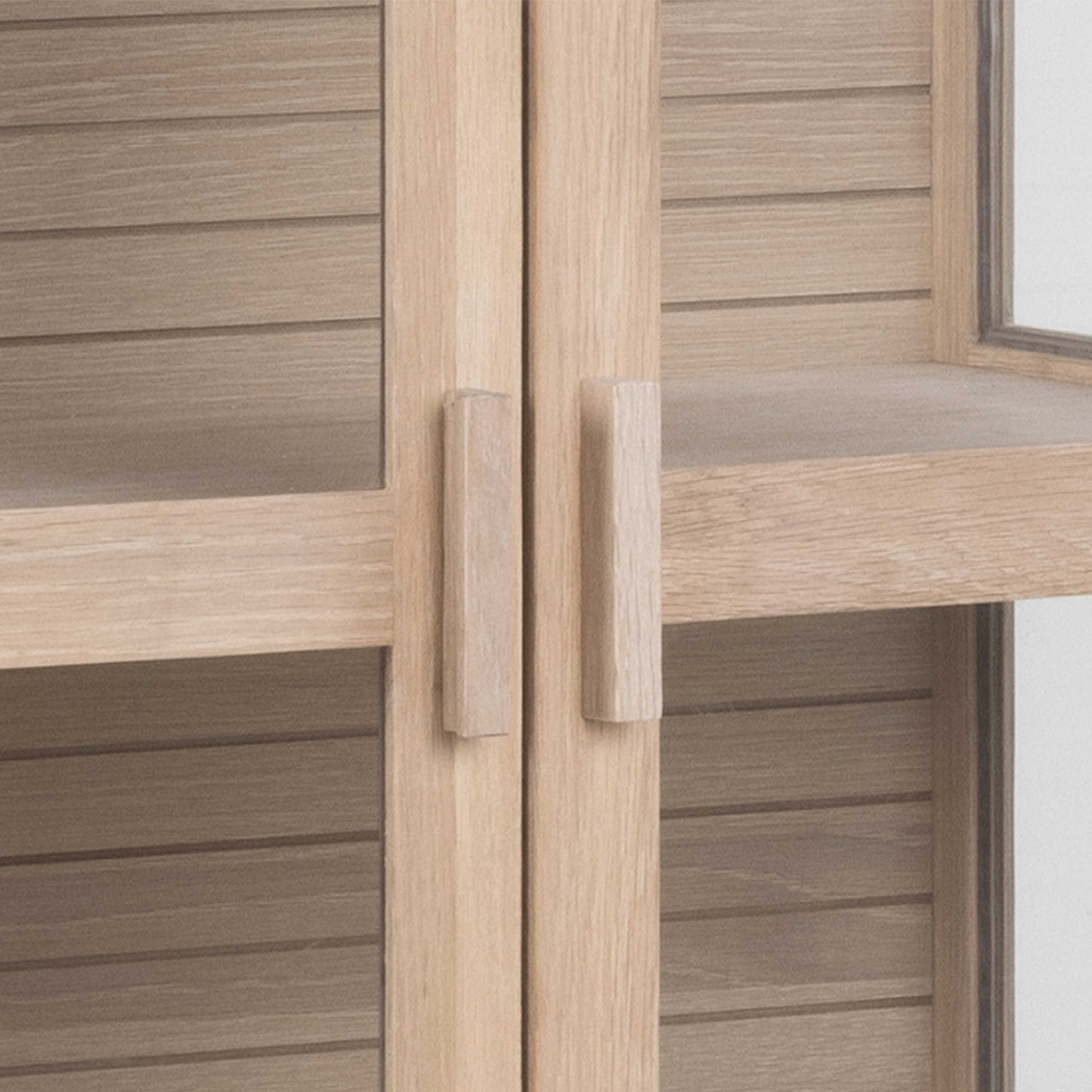 Nakskov White Oak Wood Panelled Display Cabinet 2 Glass Doors