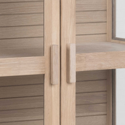 Nakskov White Oak Wood Panelled Display Cabinet 2 Glass Doors