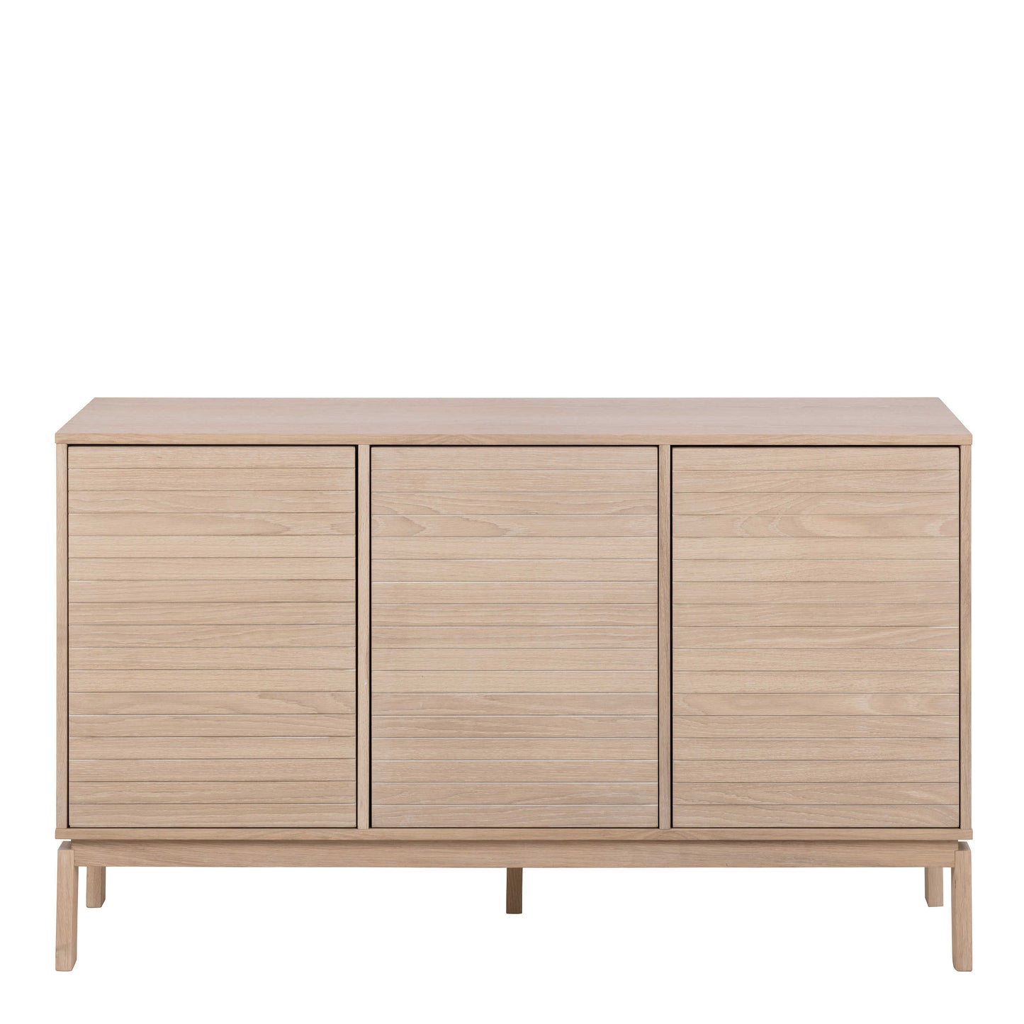 Nakskov White Oak Wood Panelled 3 Door Sideboard in White Oak