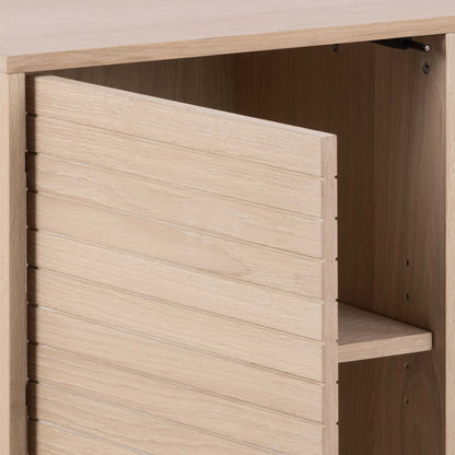 Nakskov White Oak Wood Panelled 3 Door Sideboard in White Oak