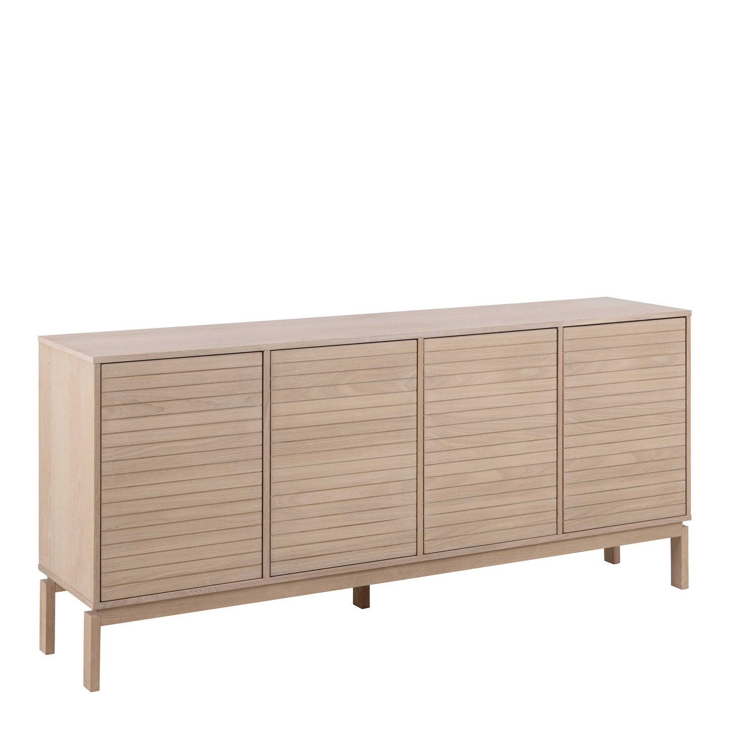 Nakskov White Oak Wood Panelled Sideboard 4 Door