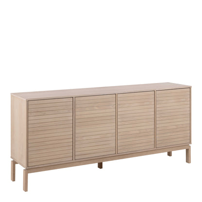 Nakskov White Oak Wood Panelled Sideboard 4 Door