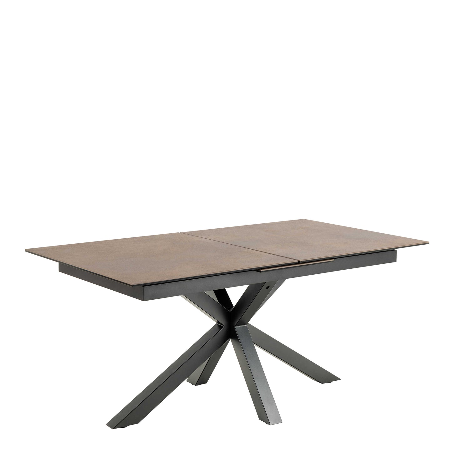 Perth 168cm Rusty Brown Ceramic Extendable Dining Table Industrial Black Metal Legs