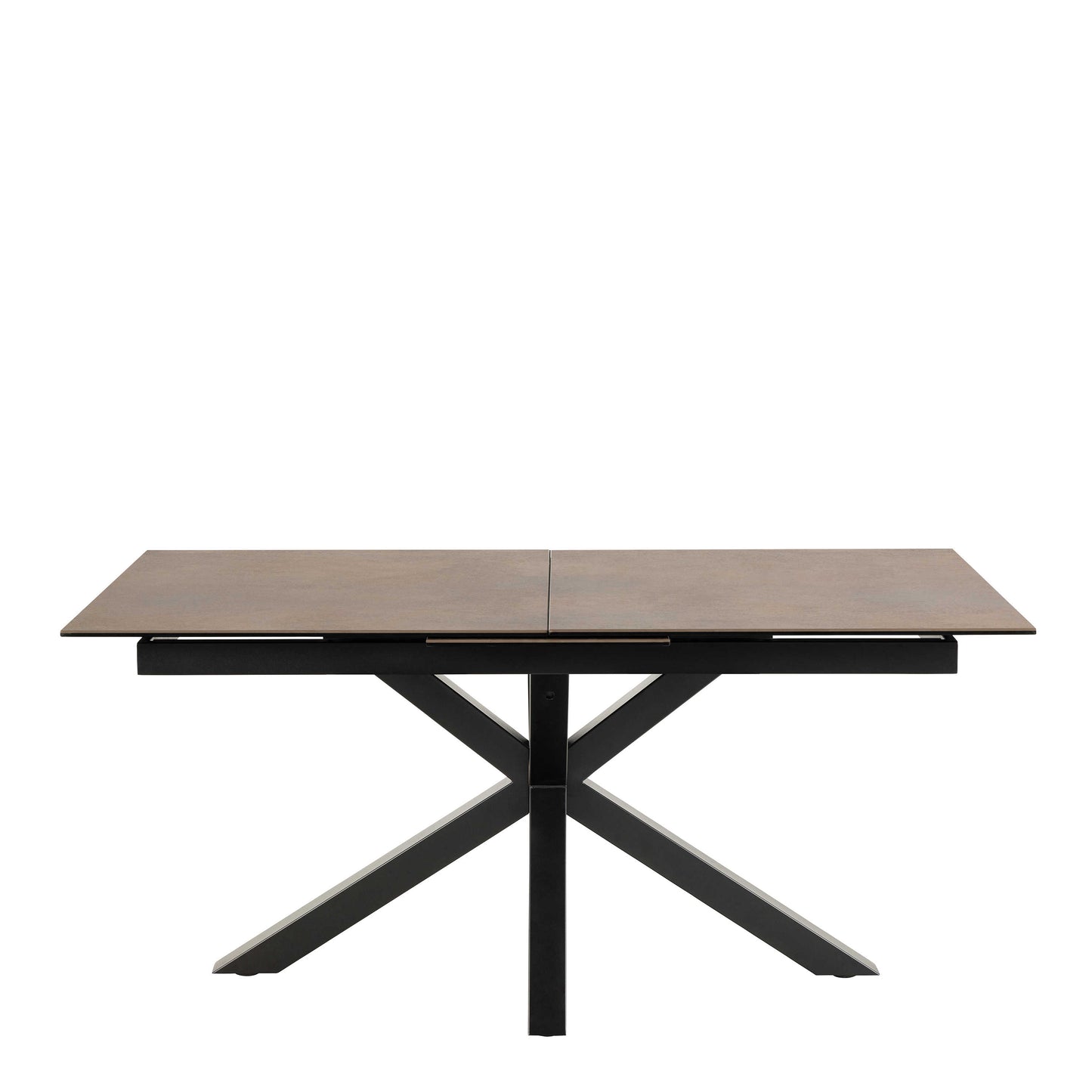 Perth 168cm Rusty Brown Ceramic Extendable Dining Table Industrial Black Metal Legs