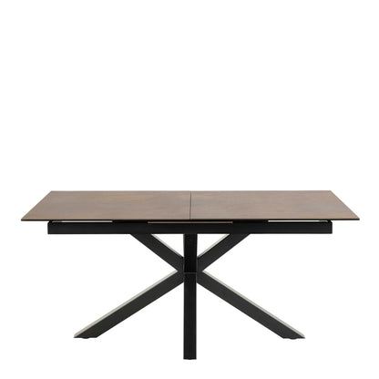 Perth 168cm Rusty Brown Ceramic Extendable Dining Table Industrial Black Metal Legs