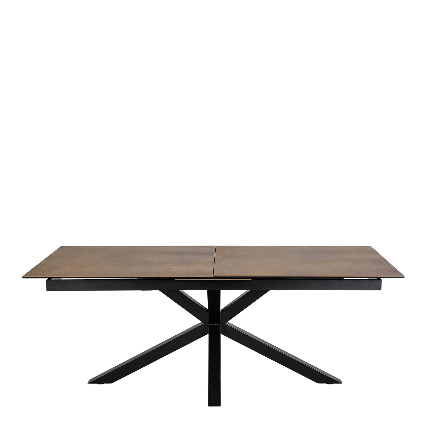 Perth 200cm Rusty Brown Ceramic Extendable Dining Table Industrial Black Metal Legs