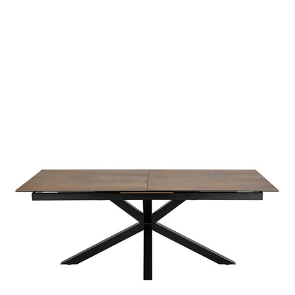 Perth 200cm Rusty Brown Ceramic Extendable Dining Table Industrial Black Metal Legs