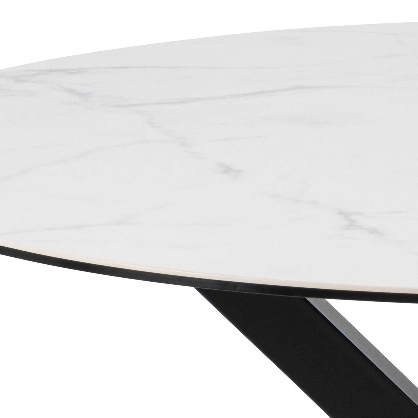 Perth 119cm White Ceramic Round Dining Table Industrial Black Metal Legs
