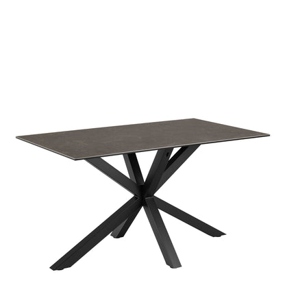 Perth 135cm 4 Seater Black Ceramic Dining Table Industrial Black Metal Legs