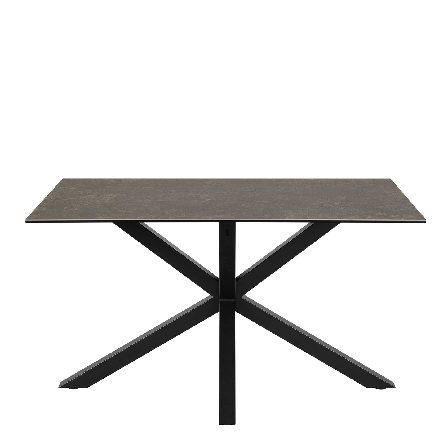 Perth 135cm 4 Seater Black Ceramic Dining Table Industrial Black Metal Legs