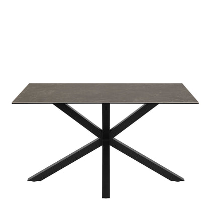 Perth 135cm 4 Seater Black Ceramic Dining Table Industrial Black Metal Legs