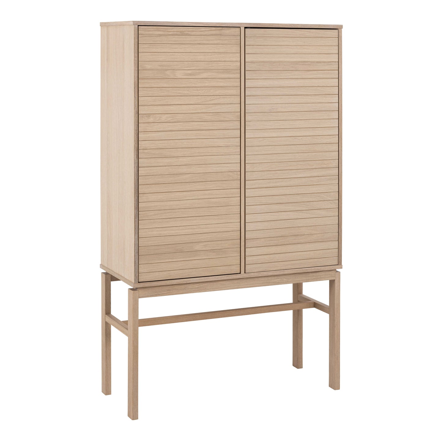 Nakskov White Oak Wood Panelled Cabinet 2 Doors 4 Shelves