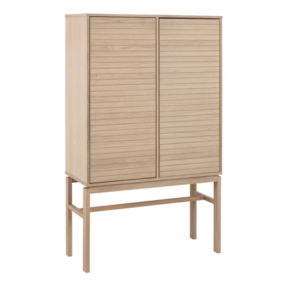 Nakskov White Oak Wood Panelled Cabinet 2 Doors 4 Shelves