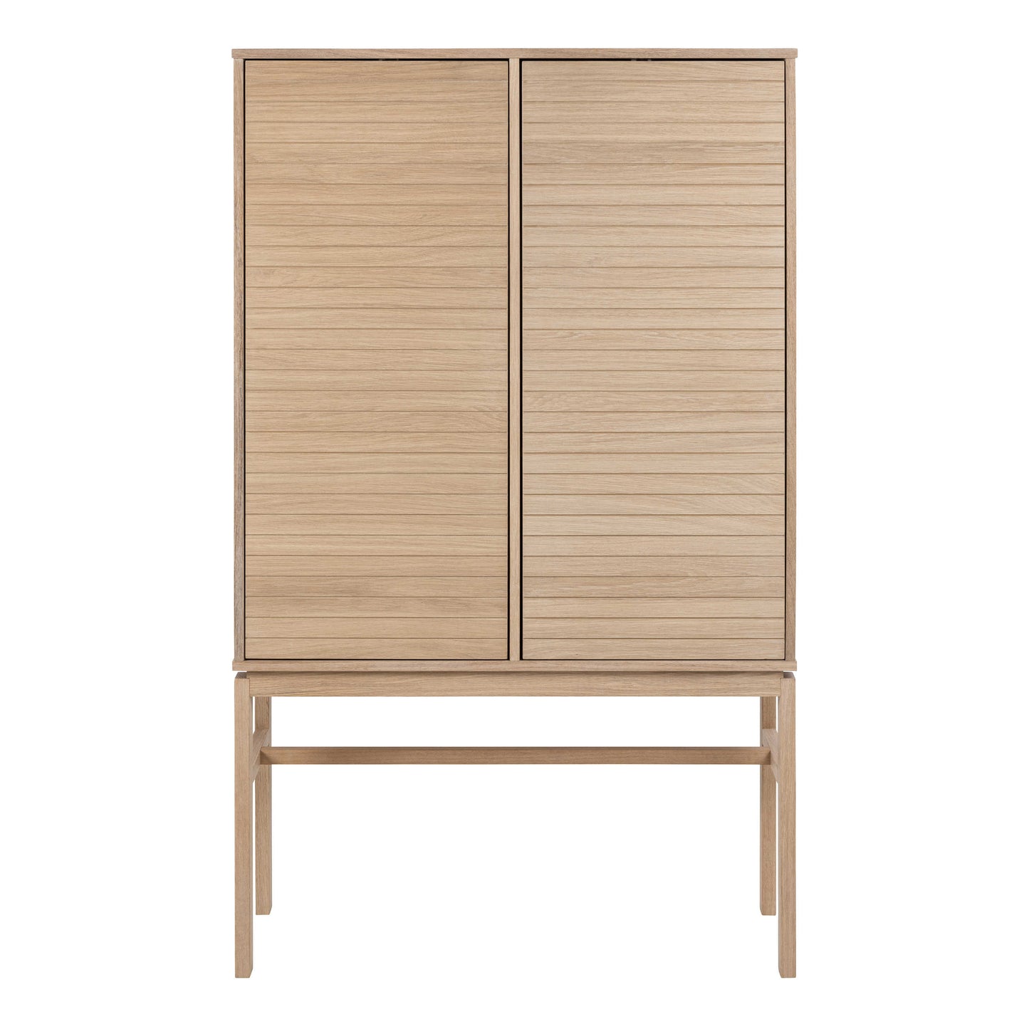 Nakskov White Oak Wood Panelled Cabinet 2 Doors 4 Shelves