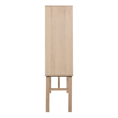 Nakskov White Oak Wood Panelled Cabinet 2 Doors 4 Shelves