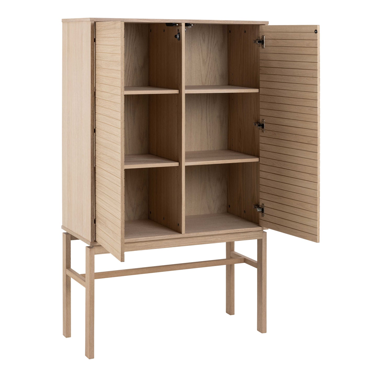 Nakskov White Oak Wood Panelled Cabinet 2 Doors 4 Shelves