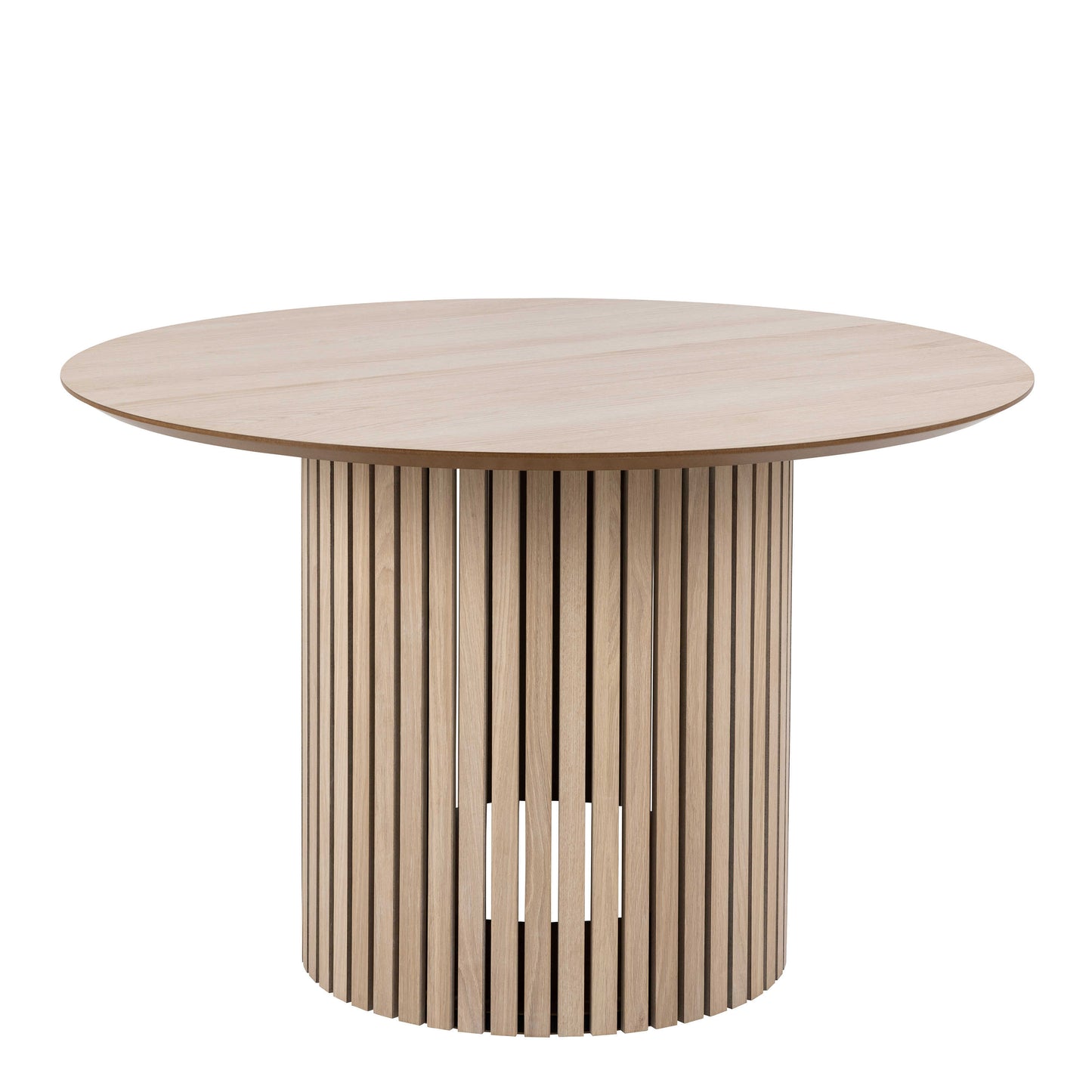 Nakskov White Oak Wood Round Dining Table Panelled Base