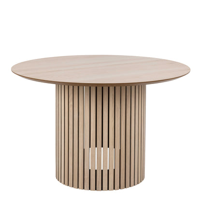 Nakskov White Oak Wood Round Dining Table Panelled Base