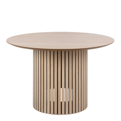 Nakskov White Oak Wood Round Dining Table Panelled Base