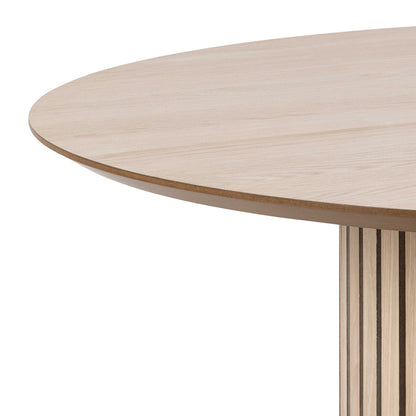 Nakskov White Oak Wood Round Dining Table Panelled Base
