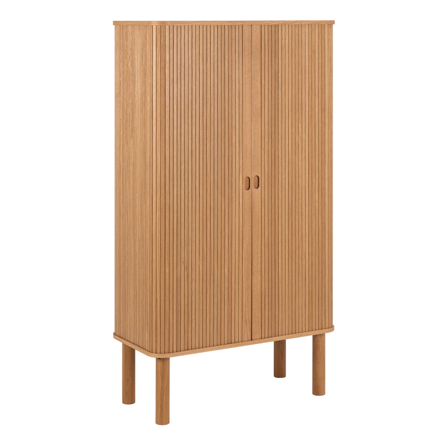 Copenhagen Natural Oak Wood Etched Cabinet 2 Tambour Doors