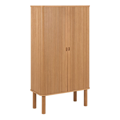 Copenhagen Natural Oak Wood Etched Cabinet 2 Tambour Doors