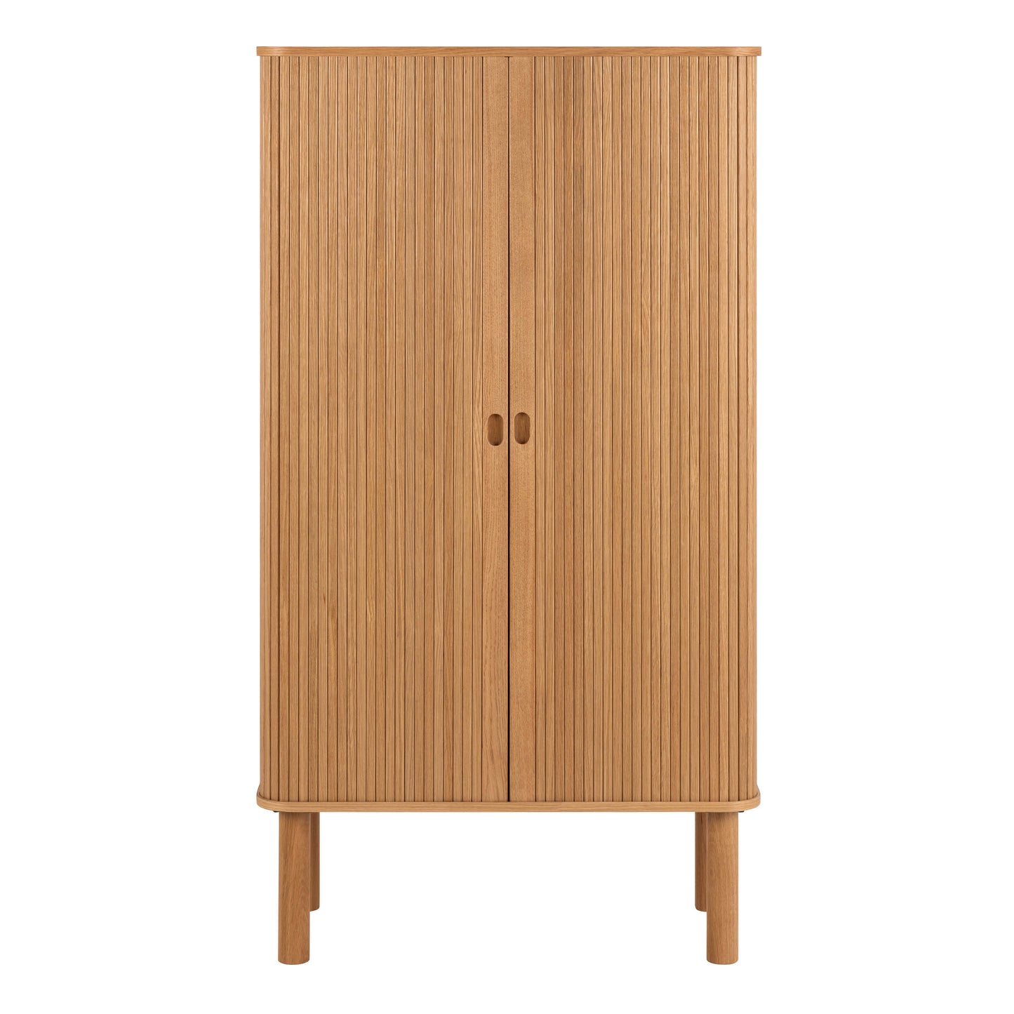 Copenhagen Natural Oak Wood Etched Cabinet 2 Tambour Doors
