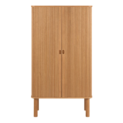 Copenhagen Natural Oak Wood Etched Cabinet 2 Tambour Doors