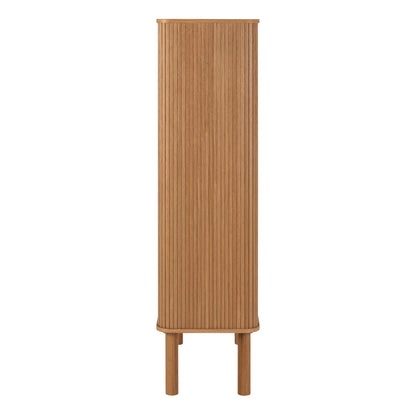 Copenhagen Natural Oak Wood Etched Cabinet 2 Tambour Doors