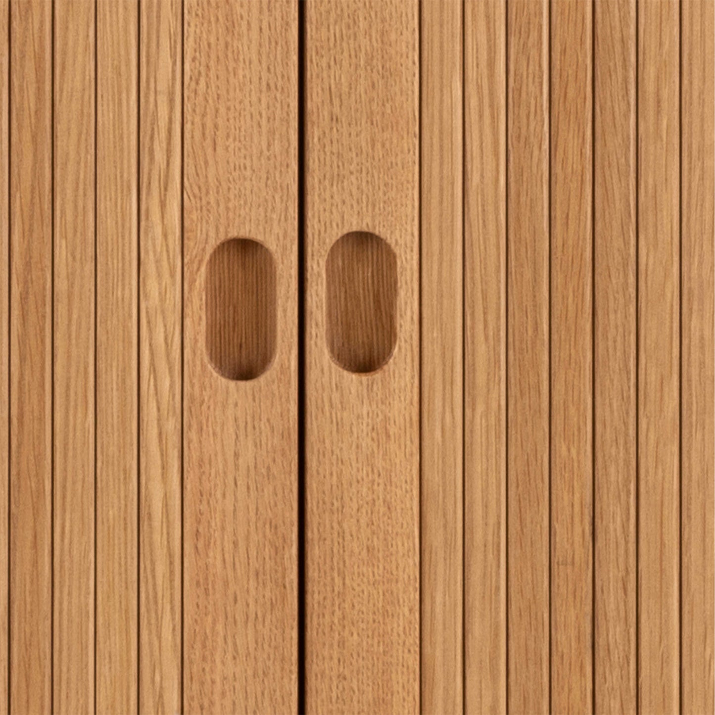 Copenhagen Natural Oak Wood Etched Cabinet 2 Tambour Doors